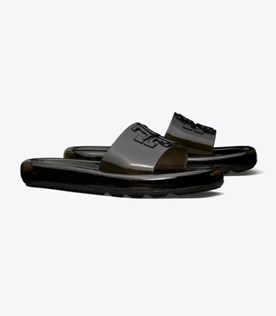 Tory Burch Bubble Jelly Badtofflor Dam Svarta | CDGEW-0692