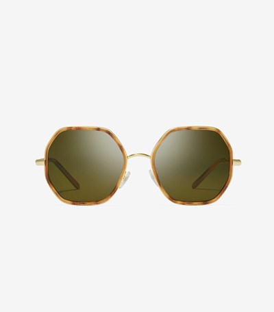 Tory Burch Eleanor Chain Geometric Solglasögon Dam Orange Bruna | EPRDG-2981