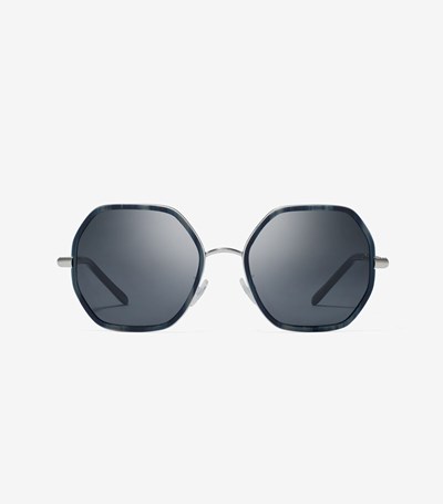 Tory Burch Eleanor Chain Geometric Solglasögon Dam Blå Grå | PRNHO-1594