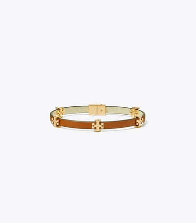 Tory Burch Eleanor Läder Armband Dam Guld | OAEQG-4708
