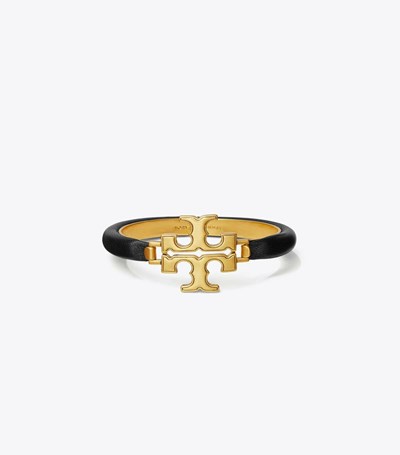 Tory Burch Eleanor Läder Hinged Armband Dam Svarta | QXBHW-7154