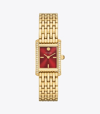 Tory Burch Eleanor Mini Stainless Steel Klocka Dam Röda Guld | YEASV-4378