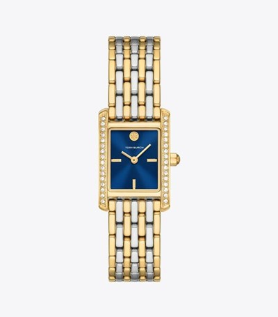Tory Burch Eleanor Mini stainess Steel Klocka Dam Marinblå | XPOUN-0651