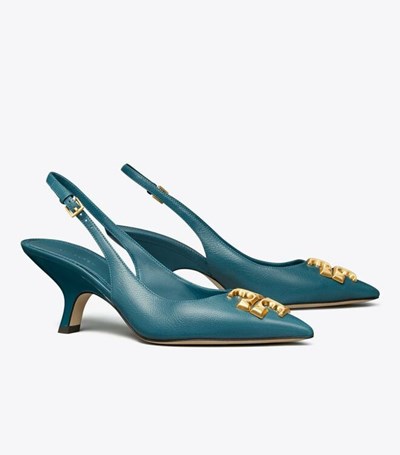 Tory Burch Eleanor Slingback Sandaler Dam Blå | DROCN-8345