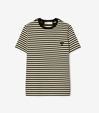Tory Burch Embroidered Logo T-shirt Dam Svarta | ROTYW-7348