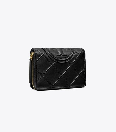 Tory Burch Fleming Soft Bi-fold Plånbok Dam Svarta | CUZPL-2831