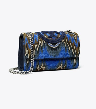 Tory Burch Fleming Soft Flame Stitch Small Convertible Axelväska Dam Blå Olika Färger | ULABN-2598