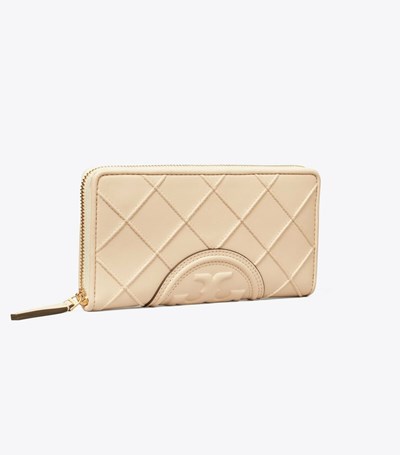 Tory Burch Fleming Soft Zip Continental Plånbok Dam Grädde | TLSOD-4092