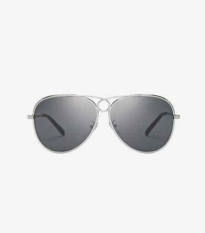 Tory Burch Gloria Pilot Solglasögon Dam Silver Grå | VUNXQ-7621