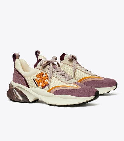 Tory Burch Good Luck Sneakers Dam Grädde Ljuslila | IVWKH-1875