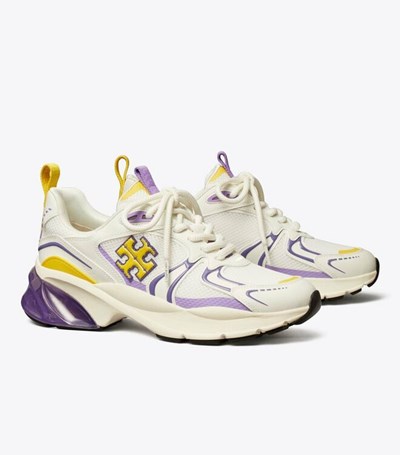 Tory Burch Good Luck Tech Sneakers Dam Vita Lila | FHWJZ-2863