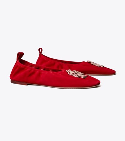 Tory Burch Heart Platta Skor Dam Röda | JFOCM-7142