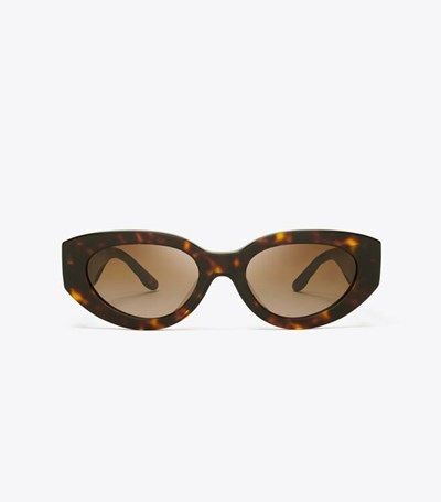 Tory Burch Kira Chevron Cat-eye Solglasögon Dam Bruna | IXPKC-5674