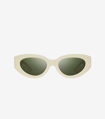 Tory Burch Kira Chevron Cat-eye Solglasögon Dam Vita Mörkgröna | MACXJ-1760