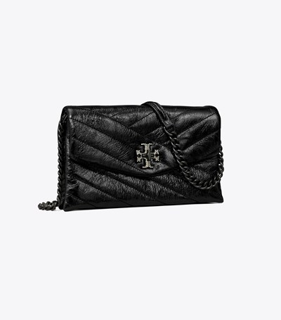 Tory Burch Kira Chevron Metallic Pave Logo Chain Crossbody Väska Dam Svarta | RNGAM-9538