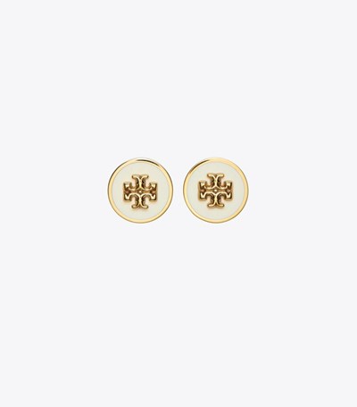 Tory Burch Kira Enamel Circle-stud Örhängen Dam Guld Vita | URJKG-6928