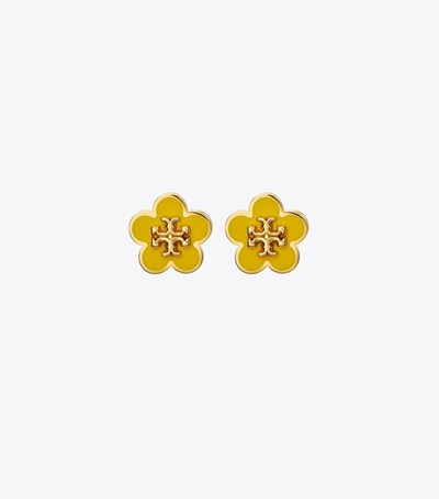 Tory Burch Kira Enamel Flower Stud Örhängen Dam Guld Gula | RNVJX-2756