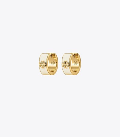 Tory Burch Kira Enamel Hoop Örhängen Dam Guld Vita | KNWIF-5172
