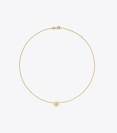 Tory Burch Kira Enamel Pendant Halsband Dam Guld | HBEAR-4658