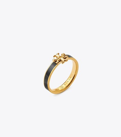 Tory Burch Kira Enamel Ringar Dam Guld Svarta | UECRF-3628