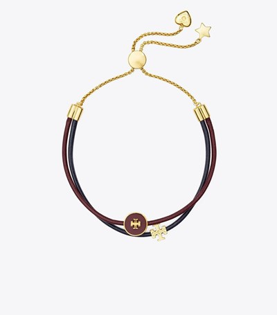 Tory Burch Kira Enamel Slider Armband Dam Guld Vinröda Marinblå | OPMGL-1485