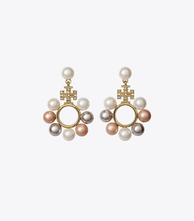 Tory Burch Kira Multi Pearl Örhängen Dam Guld | ZTMRP-6305