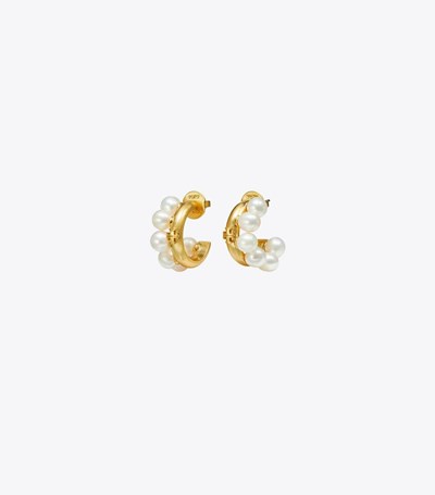 Tory Burch Kira Pearl Hoop Örhängen Dam Guld | AUVQI-8591