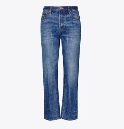 Tory Burch Klassiska Denim Jeans Dam Marinblå | RFPTY-3129