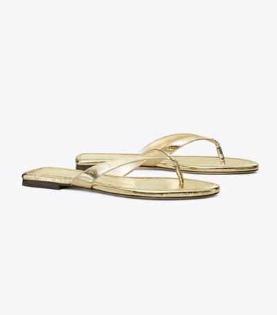 Tory Burch Klassiska Flip Flop Dam Guld | IYBDO-9078