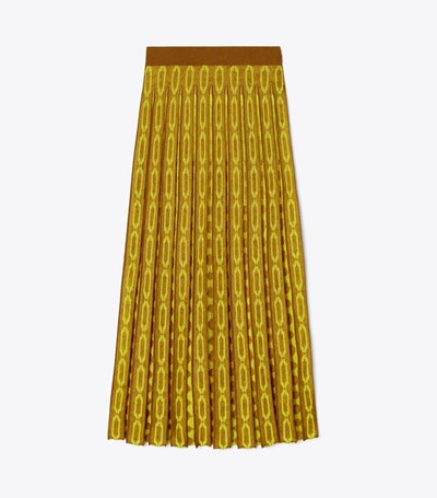 Tory Burch Knit Jacquard Kjolar Dam Mörkgula | UGIMS-4785