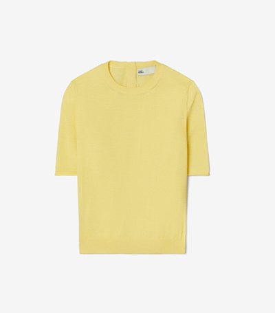 Tory Burch Korta-sleeve Crewneck T-shirt Dam Mörkgula | RGOZM-7034