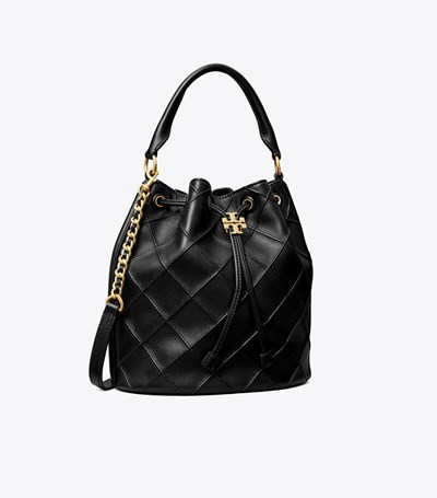 Tory Burch Large Fleming Soft Bucket Bag Dam Svarta | HRVOB-2781