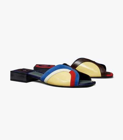 Tory Burch Marquetry Badtofflor Dam Blå Vita | OCGSI-3409