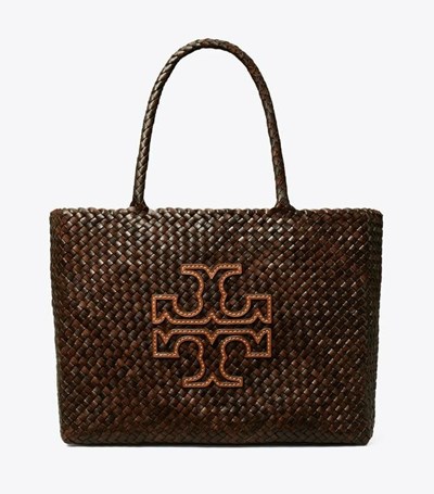 Tory Burch Mcgraw Dragon Woven Toteväska Dam Choklad | PSHZQ-6324