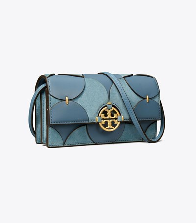 Tory Burch Miller Disc Die-cut Crossbody Väska Dam Blå | FZSJE-9672