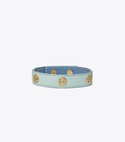 Tory Burch Miller Läder Armband Dam Azurblå | NLGVY-6517