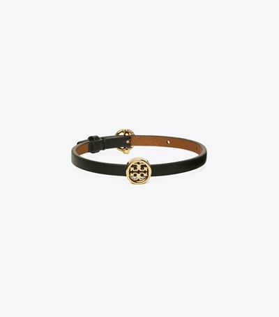 Tory Burch Miller Läder Armband Dam Guld Svarta | GJUHA-0583
