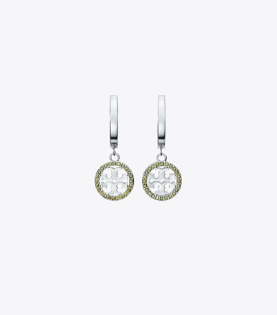 Tory Burch Miller Pavé Hoop Örhängen Dam Silver Olivgröna | VQZDH-4021