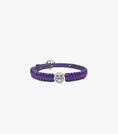 Tory Burch Miller Silk Läder Armband Dam Lila | LFGJY-0783