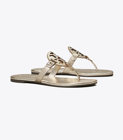 Tory Burch Miller Soft , Metallic Läder Sandaler Dam Guld | QMPVC-6178