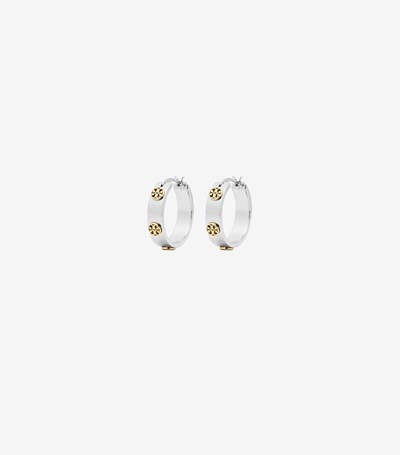 Tory Burch Miller Stud Huggie Örhängen Dam Silver Guld | WVCJF-8432
