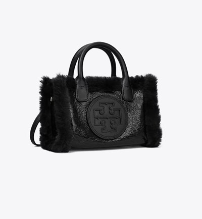 Tory Burch Mini Ella Lack Shearling Handväska Dam Svarta | XFQJA-9827