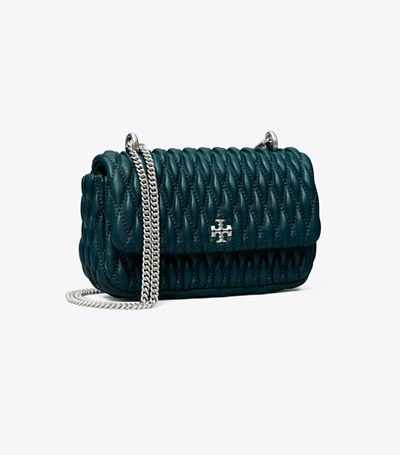 Tory Burch Mini Kira Ruched Flap Crossbody Väska Dam Turkos | KVWJI-5936