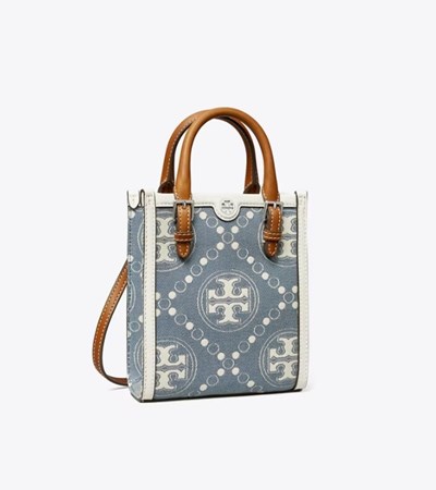 Tory Burch Mini T Monogram Denim Handväska Dam Blå | BGQNW-5128