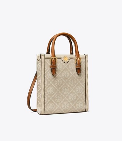 Tory Burch Mini T Monogram Handväska Dam Grädde | OELBY-3462