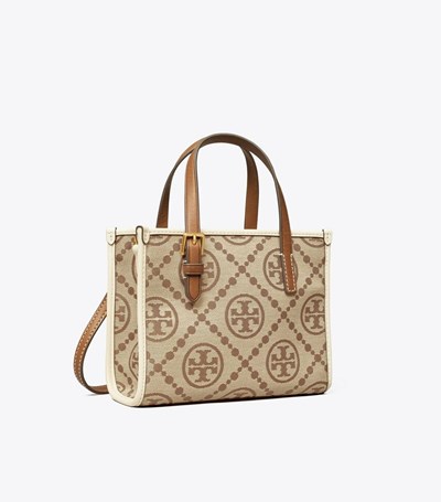 Tory Burch Mini T Monogram Square Toteväska Dam Vita | KHZXB-1567