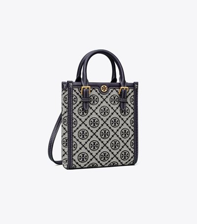 Tory Burch Mini T Monogram Toteväska Dam Marinblå | SUZCX-6482