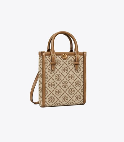 Tory Burch Mini T Monogram Toteväska Dam Bruna | XTYFN-4397