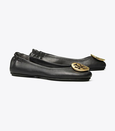 Tory Burch Minnie Travel Ballerina Dam Svarta Guld | GZIEN-8605