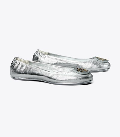 Tory Burch Minnie Travel Ballerina Dam Silver | UQBAI-9845